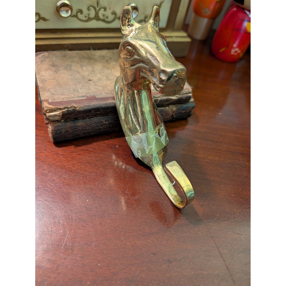 Vintage Solid Brass Horse Head Wall Hook 6 Inch Equestrian Decor Made in India